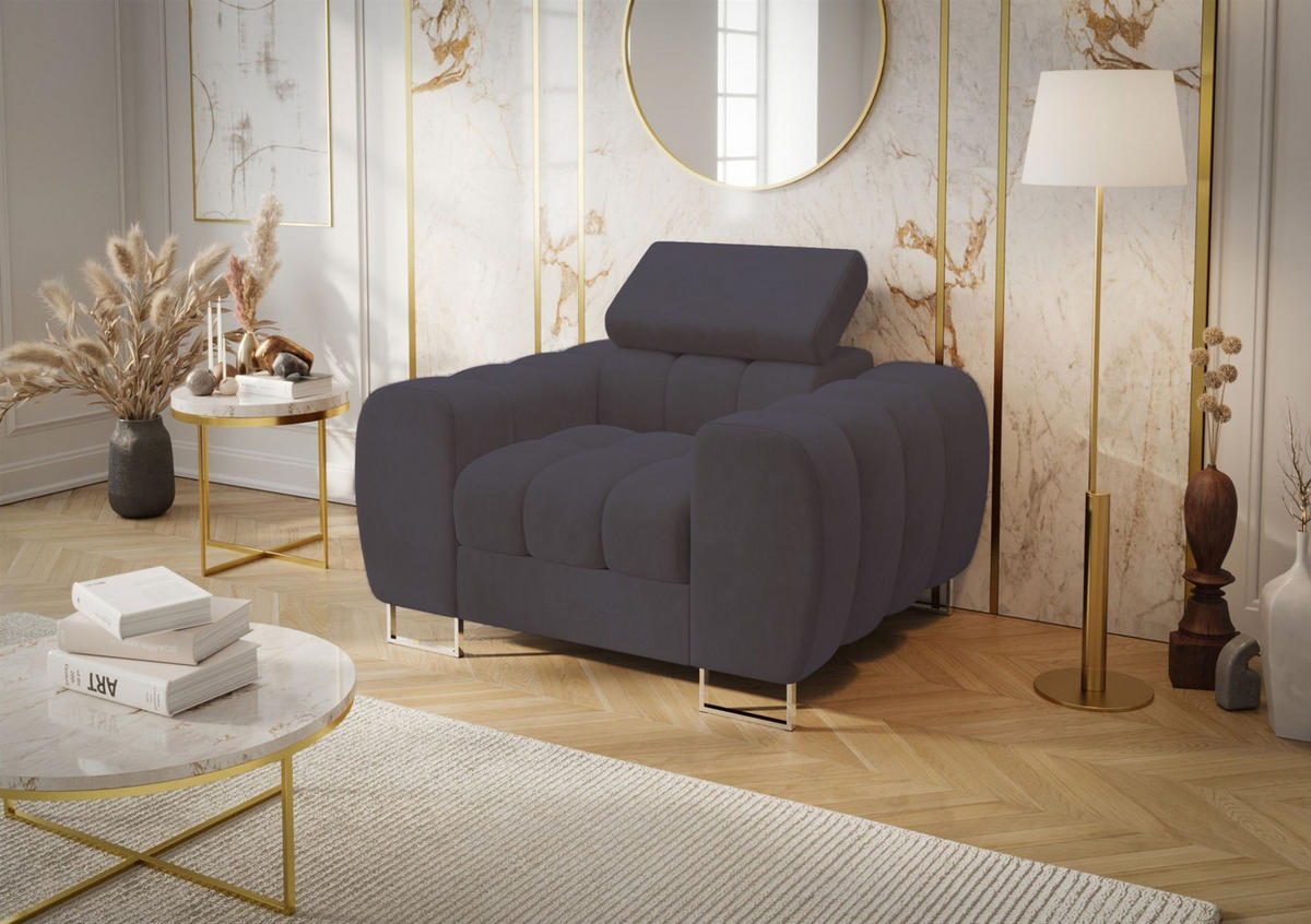 SESSEL Bastien In Stoff Terra - Dunkelgrau, Holzwerkstoff/Textil (115/95/97cm) - Fun Möbel