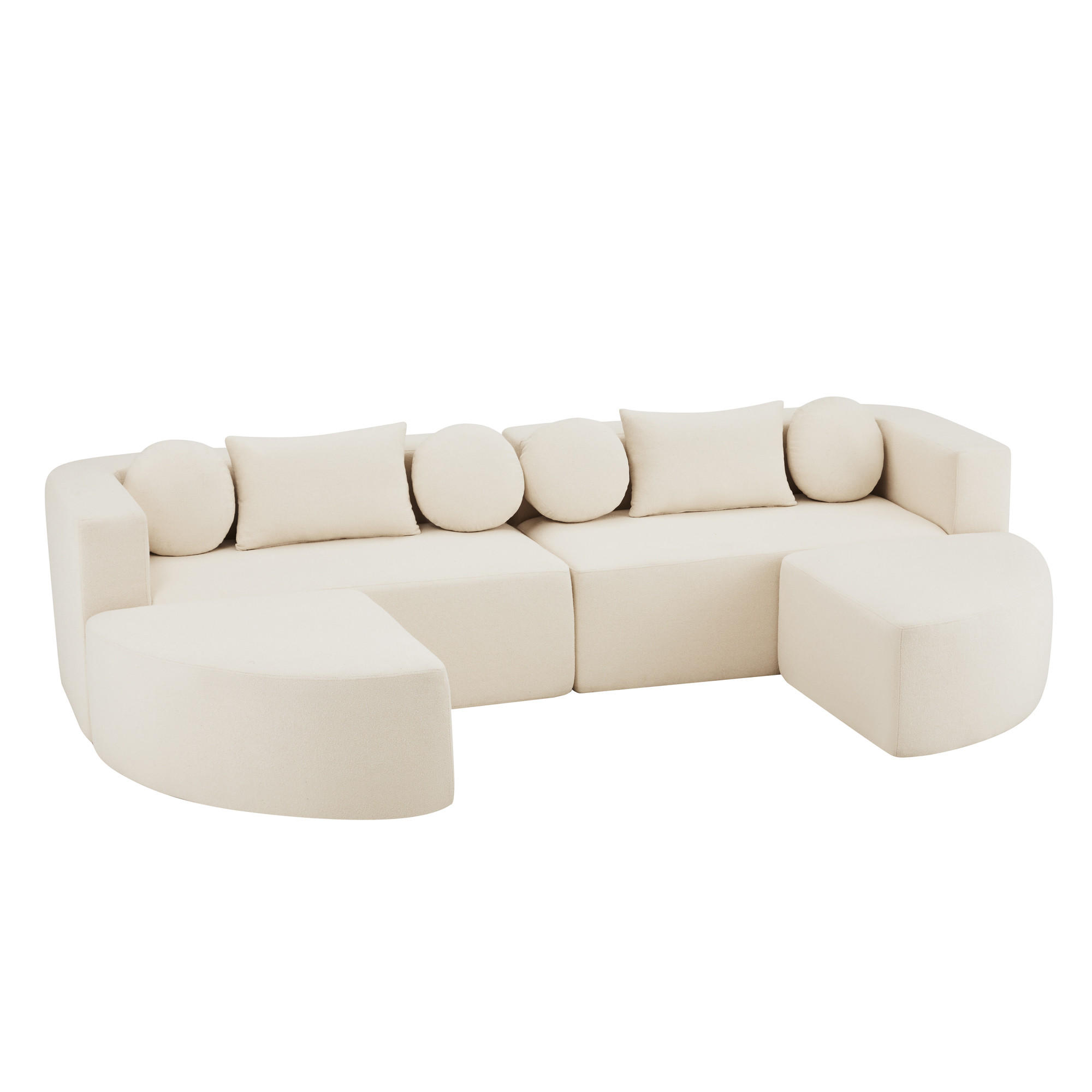 SCHLAFSOFA modular 292x165x68 cm aus Chenille, Beige - Beige, Textil (292/68/165cm)