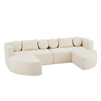 SCHLAFSOFA modular 292x165x68 cm aus Chenille, Beige - Beige, Textil (292/68/165cm)