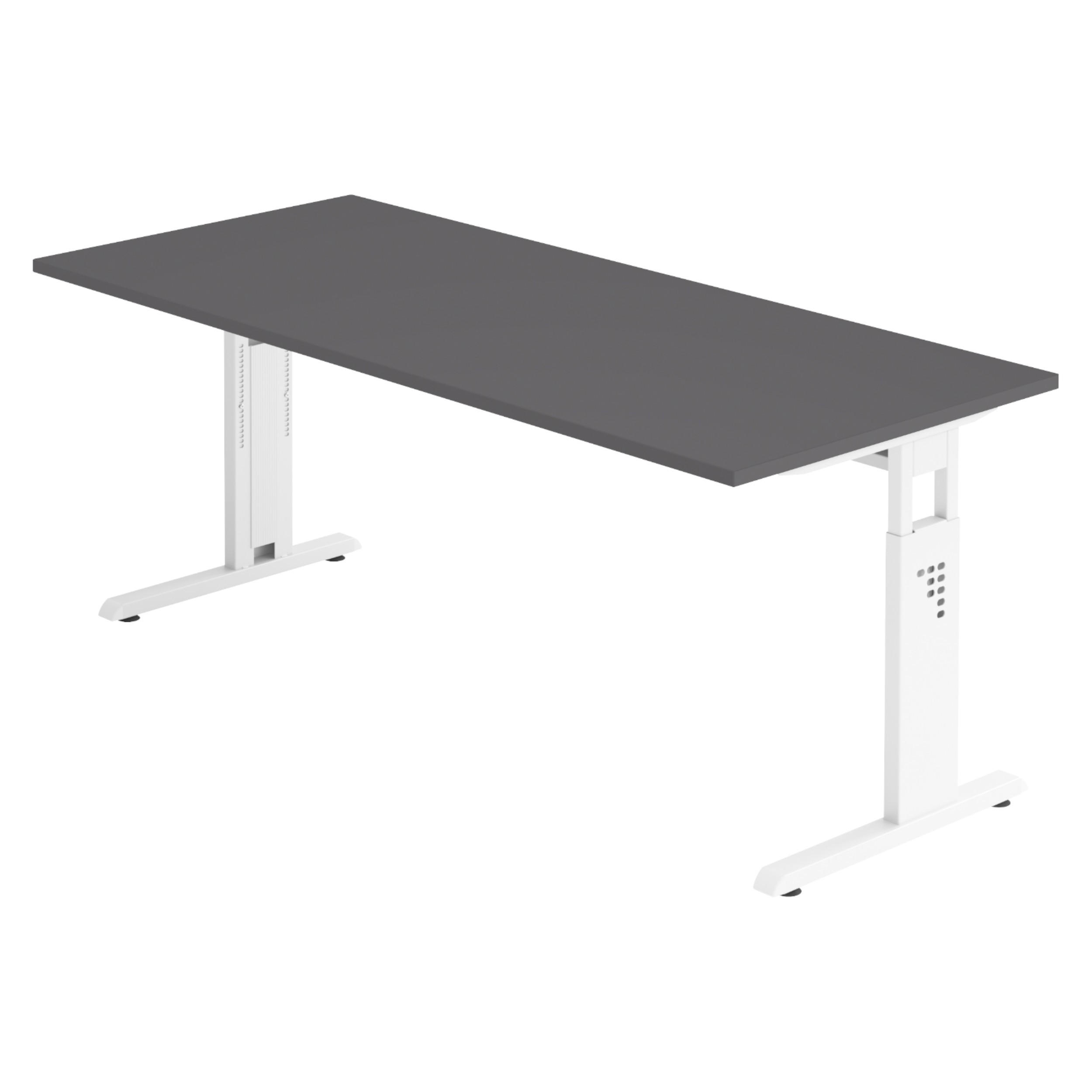SCHREIBTISCH Serie-O 80/180/74 cm in Graphitfarben/Weiß - Graphitfarben/Weiß, Holzwerkstoff (80/180/74cm) - bümö