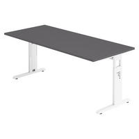 SCHREIBTISCH Serie-O 80/180/74 cm in Graphitfarben/Weiß - Graphitfarben/Weiß, Holzwerkstoff (80/180/74cm) - bümö