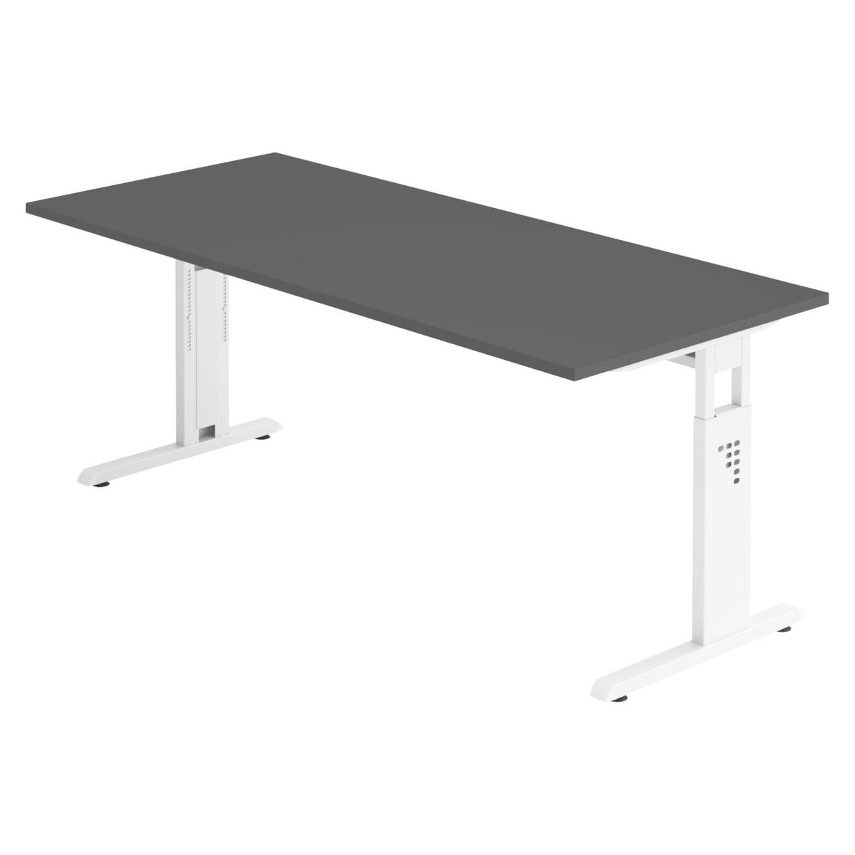 SCHREIBTISCH Serie-O 80/180/74 cm in Graphitfarben/Weiß - Graphitfarben/Weiß, Holzwerkstoff (80/180/74cm) - bümö