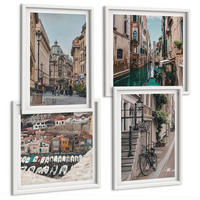 BILDER SET 4er Set - 50x50 cm & 40x60 cm Weißer Rahmen - Die charmanten Straßen der Hafenstädte - Weiß, Kunststoff (50/50cm) - TULUP