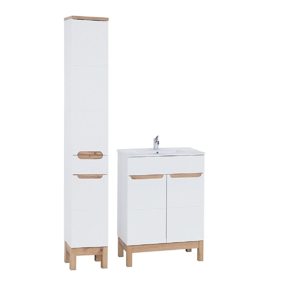 BADMÖBEL-SET 4 Teile - Bali White B BM196 in Weiß - Weiß, Holz (80/84/46cm)