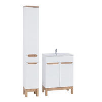 BADMÖBEL-SET 4 Teile - Bali White B BM196 in Weiß - Weiß, Holz (80/84/46cm)