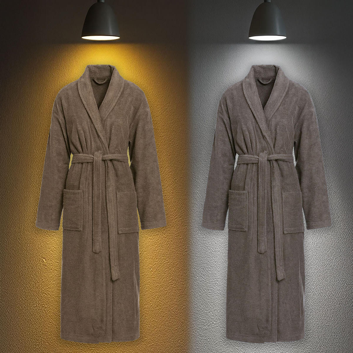 BADEMANTEL, S, 100% Baumwolle, Braun - Grau, Textil (Scm) - Zollner