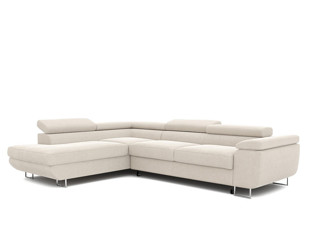 ECKSOFA ANTON mit Schlaffunktion und Bettkasten Creme - Creme, Holzwerkstoff/Kunststoff (274/203cm) - Idohome