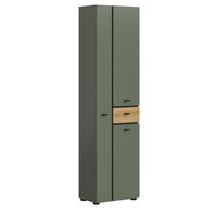 HOCHSCHRANK grün, Evoke Eiche 51 x 191 cm, Badschrank mit viel Stauraum - Eichefarben/Schwarz, Holzwerkstoff/Kunststoff (51/30/191cm) - Inn.Furn