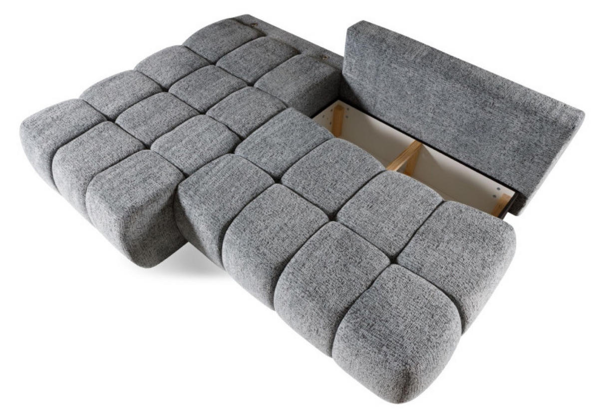ECKSOFA Grau ARON Ohne Armlehnen Mit Schlaffunktion - Grau, Textil (225/172cm) - Sepro Meble
