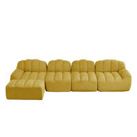ECKSOFA 366/165/79 modular gelb aus granuliertem Fleece mit Ottoman - Gelb, Textil (165/366cm) - OKWISH