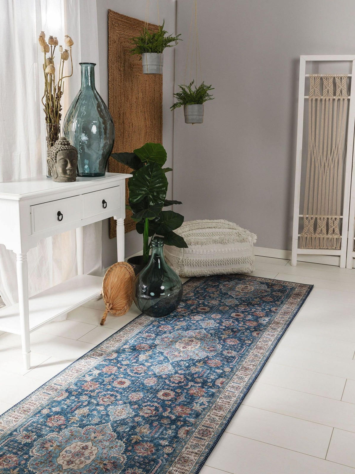 LÄUFER Laury Blau 80x240 cm - Blau, Kunststoff/Textil (80/1cm) - KUNSTLOFT