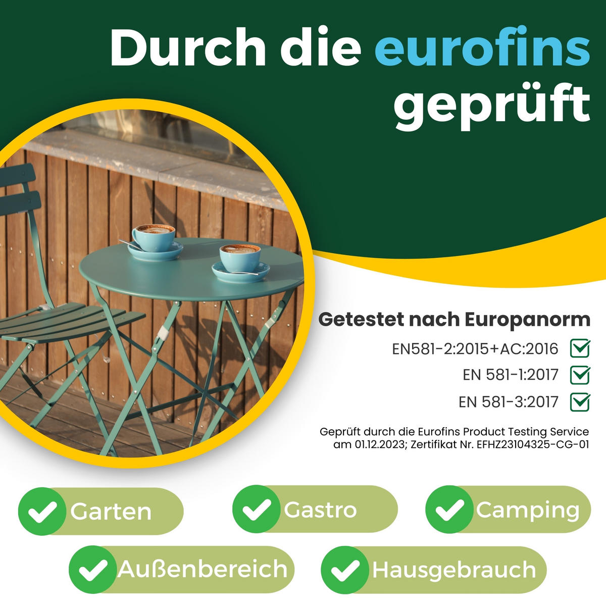 BISTRO SET Grün - Grün, Metall - Albatros
