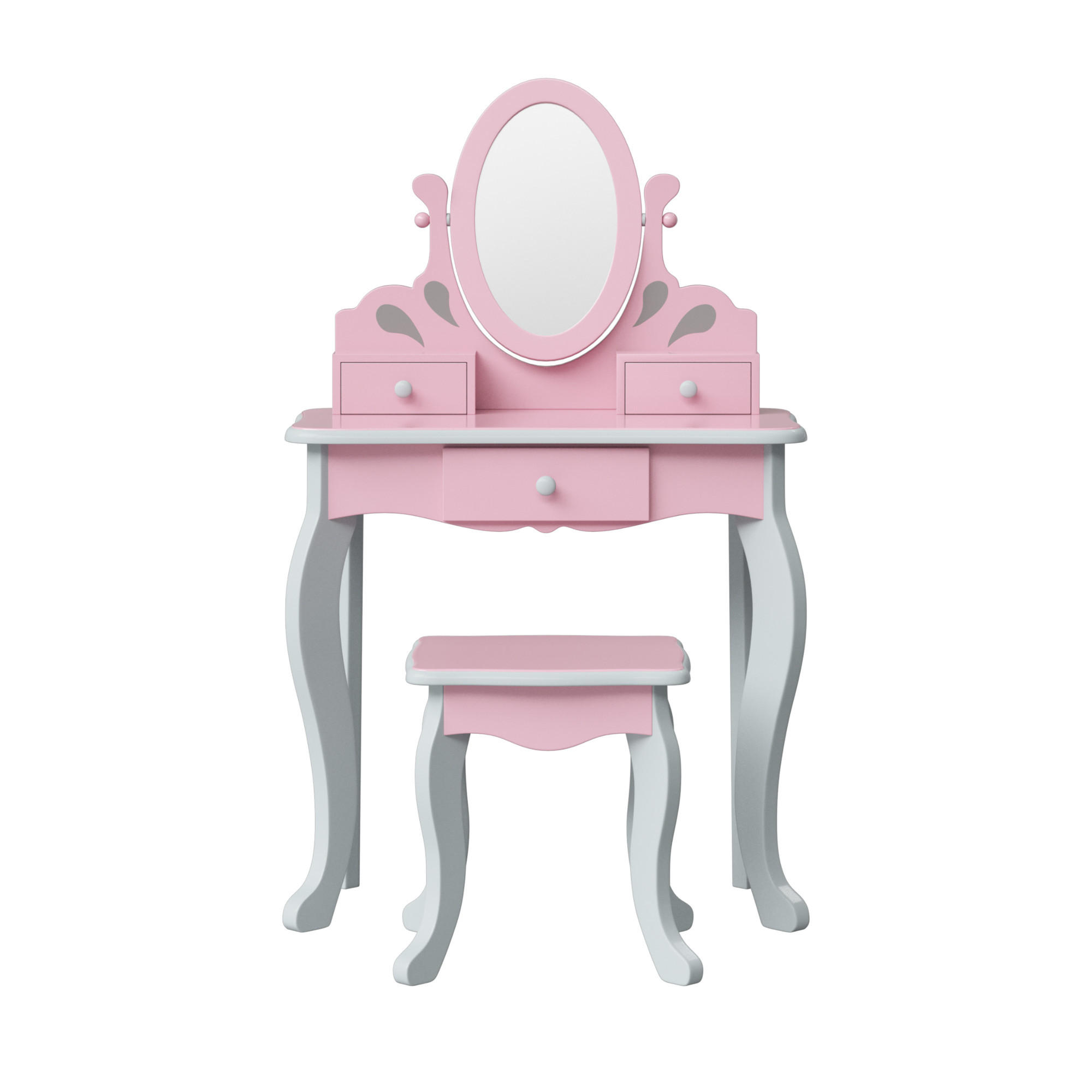 KINDER-SCHMINKTISCH mit Spiegel und Hocker, Rosa, 99cm - Pink, Holzwerkstoff (32/99/63cm) - Teamson Kids