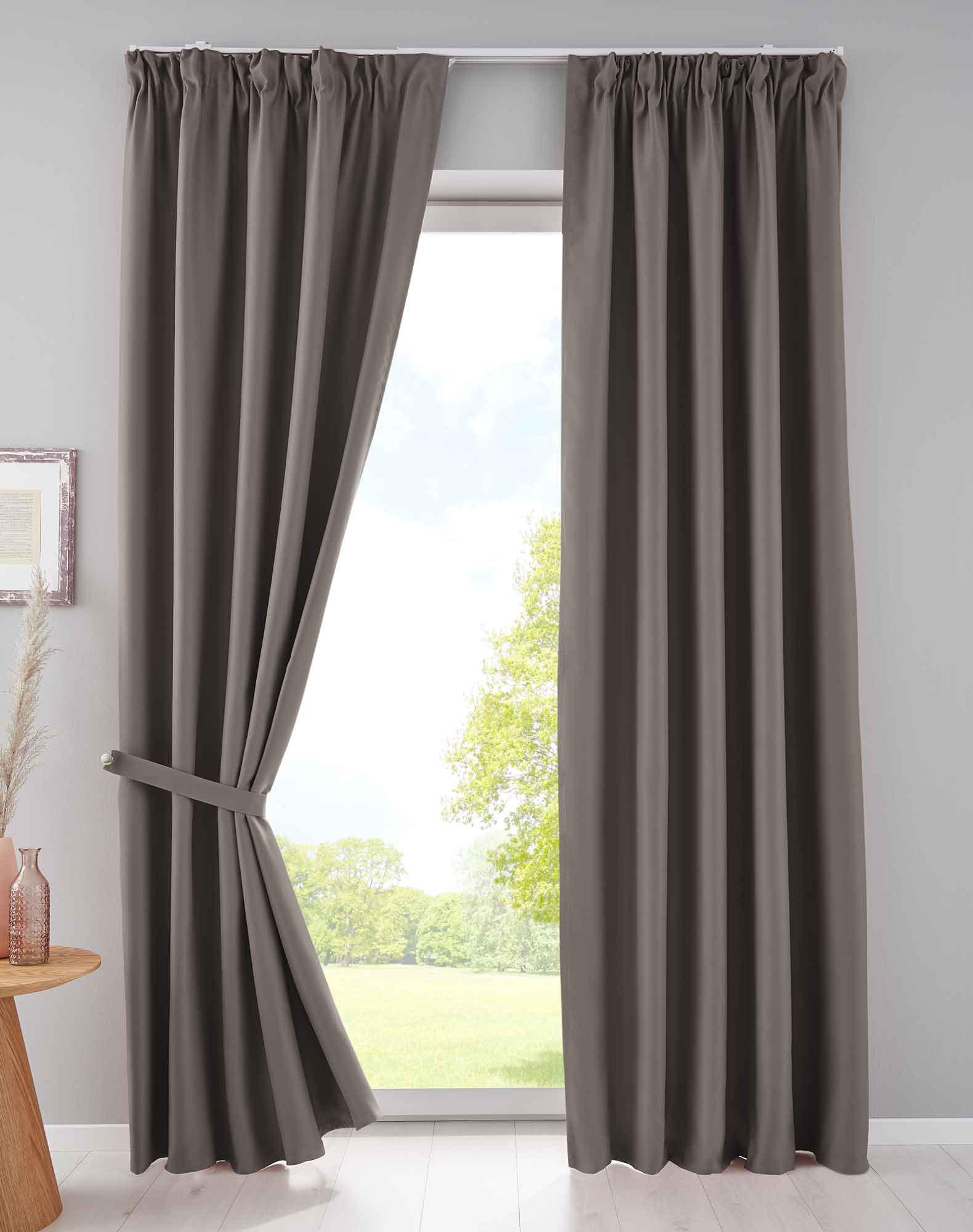 VORHANG 2ER SET NEWYORK HxB 245x140 cm Taupe - Taupe, Textil (140/245cm) - Gardinenbox