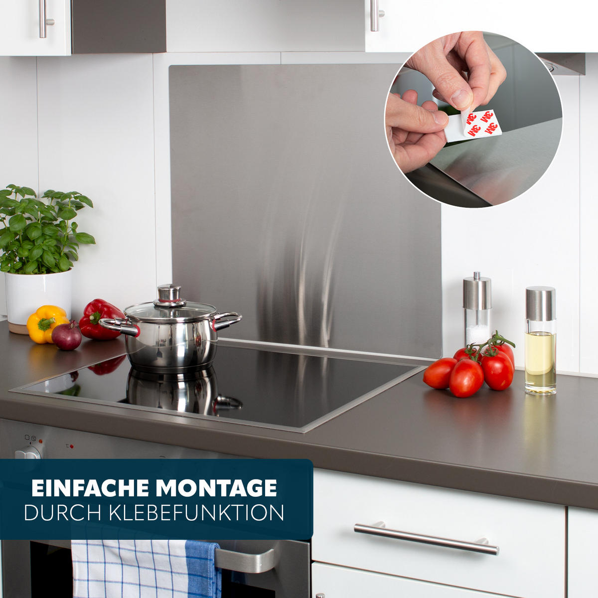 HERDSPRITZSCHUTZ, Edelstahl - Edelstahlfarben, Metall (59/56.5/5cm) - bremermann