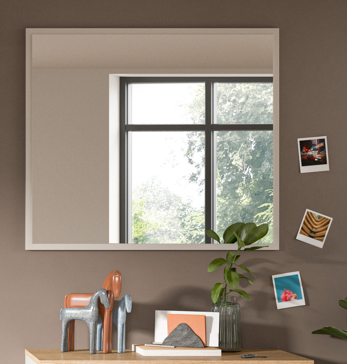 GARDEROBENSPIEGEL Kaschmir Sand, Flur Spiegel 80 x 70 cm Skid - Kaschmir, Glas/Holzwerkstoff (80/70/2cm) - Inn.Furn