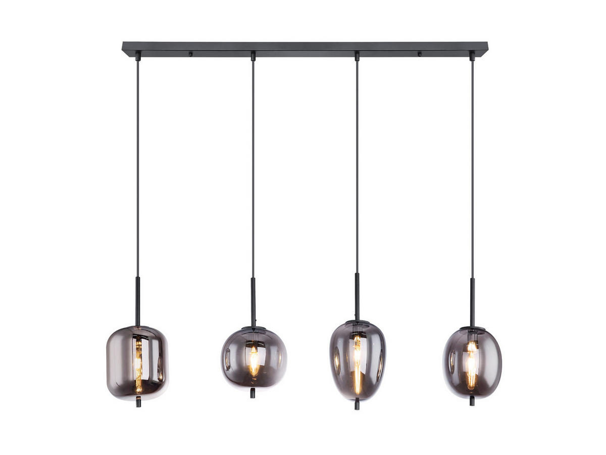LED-PENDELLEUCHTE Breite 100cm, Glaskugeln Rauchglas - Schwarz, Glas/Metall (19/100/120cm) - meineWunschleuchte