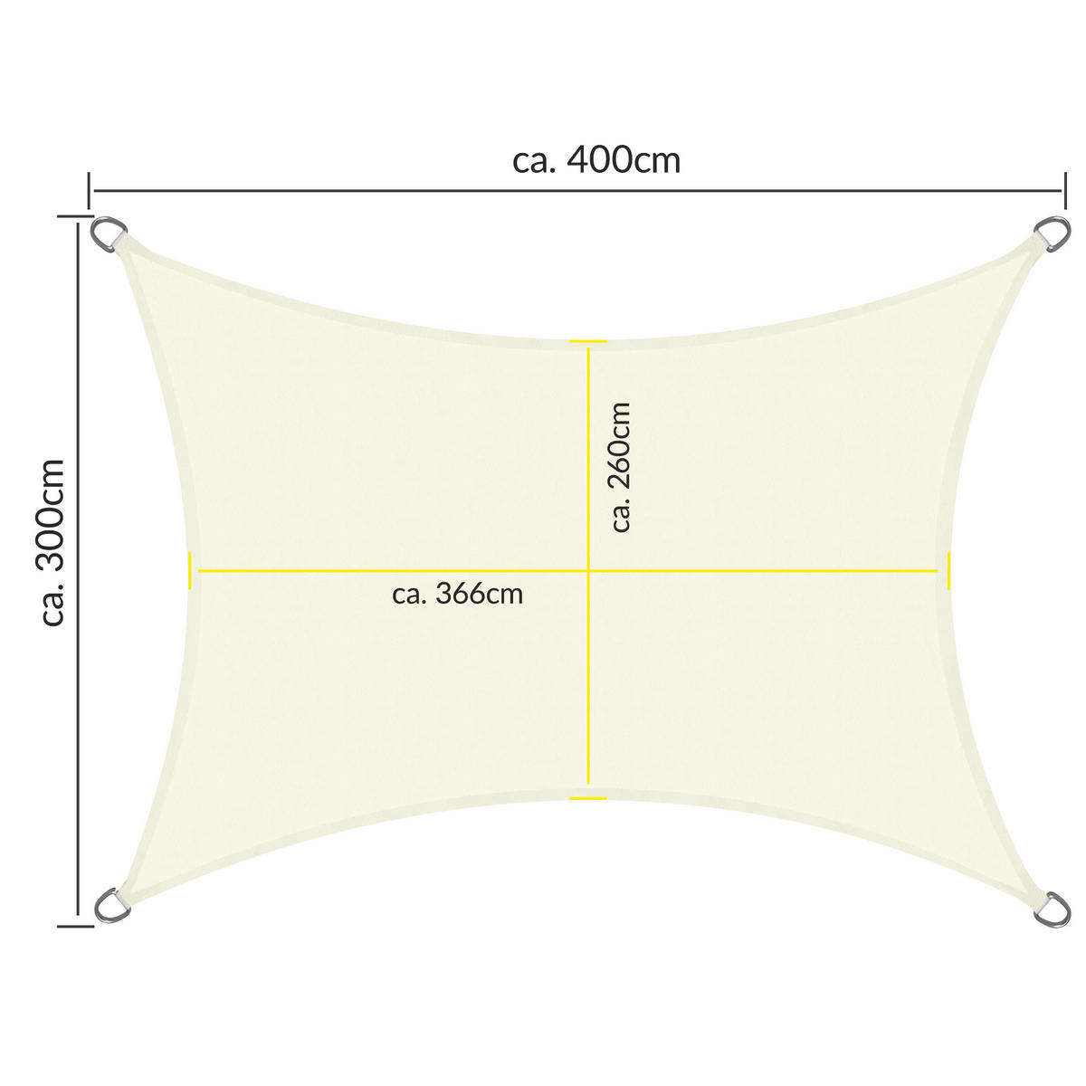 SONNENSEGEL SolVision PS9 300/400 cm rechteckig Creme PE - Creme, Kunststoff (400/300cm) - Sol Royal