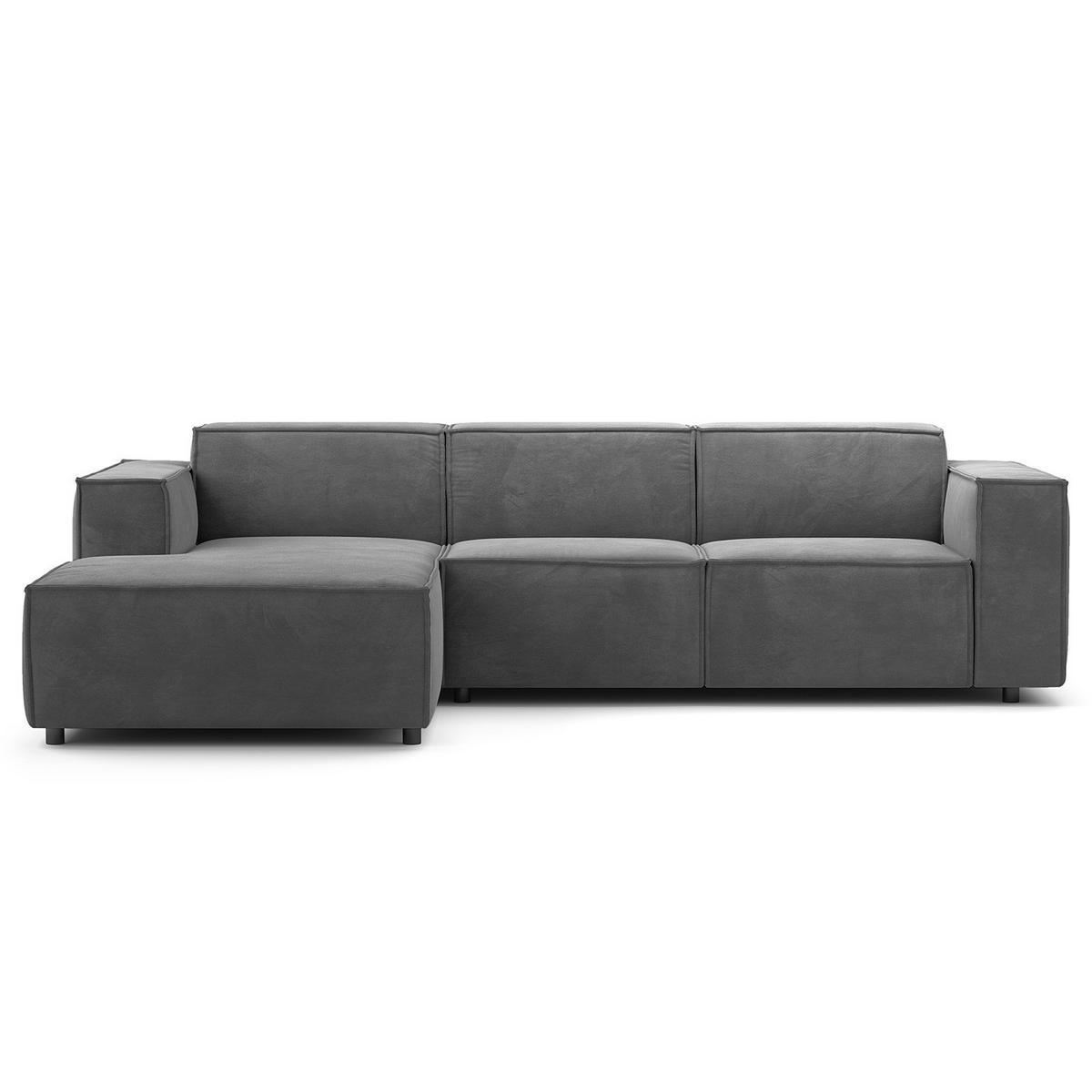 ECKSOFA mit Longchair - Schwarz/Grau, Kunststoff/Textil (260/177cm) - home24