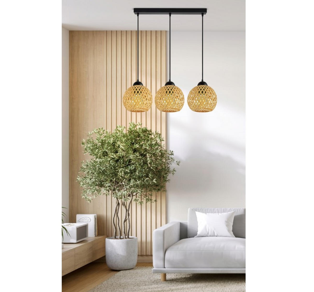PENDELLEUCHTE BOHO - Beige/Schwarz, Holz/Metall (13/70/100cm) - kiki design