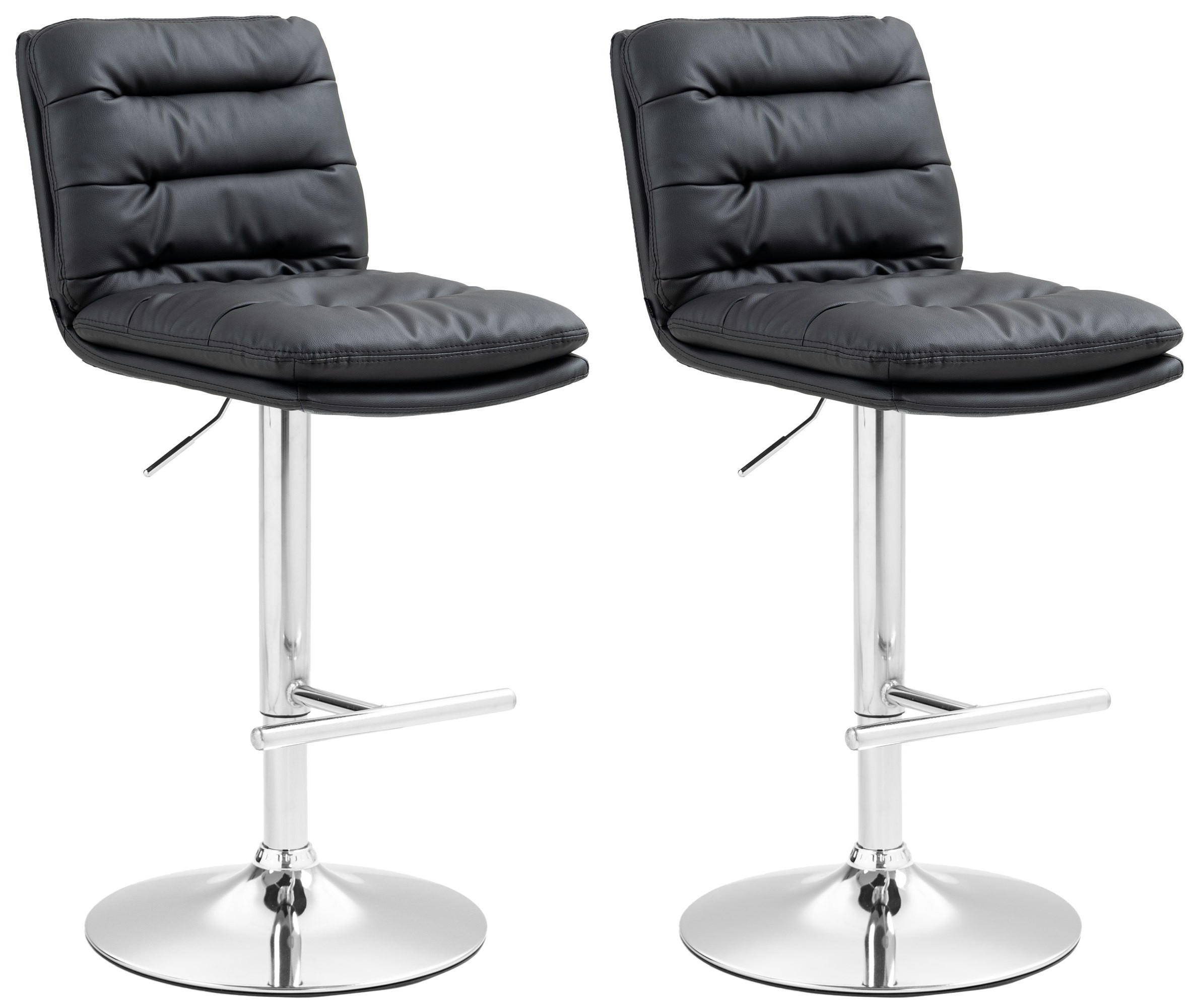 BARHOCKER 2er Set Lederlook schwarz - Chromfarben/Schwarz, Textil/Metall (42/94/56cm) - CLP