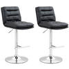 BARHOCKER 2er Set Lederlook schwarz - Chromfarben/Schwarz, Textil/Metall (42/94/56cm) - CLP