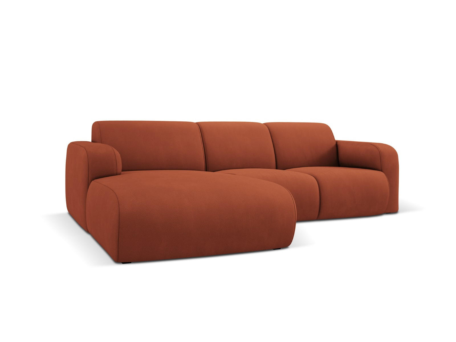 ECKSOFA links Molino aus strukturiertem Stoff orange 4 Sitzplätze - Orange, Textil (170/250cm) - Micadoni