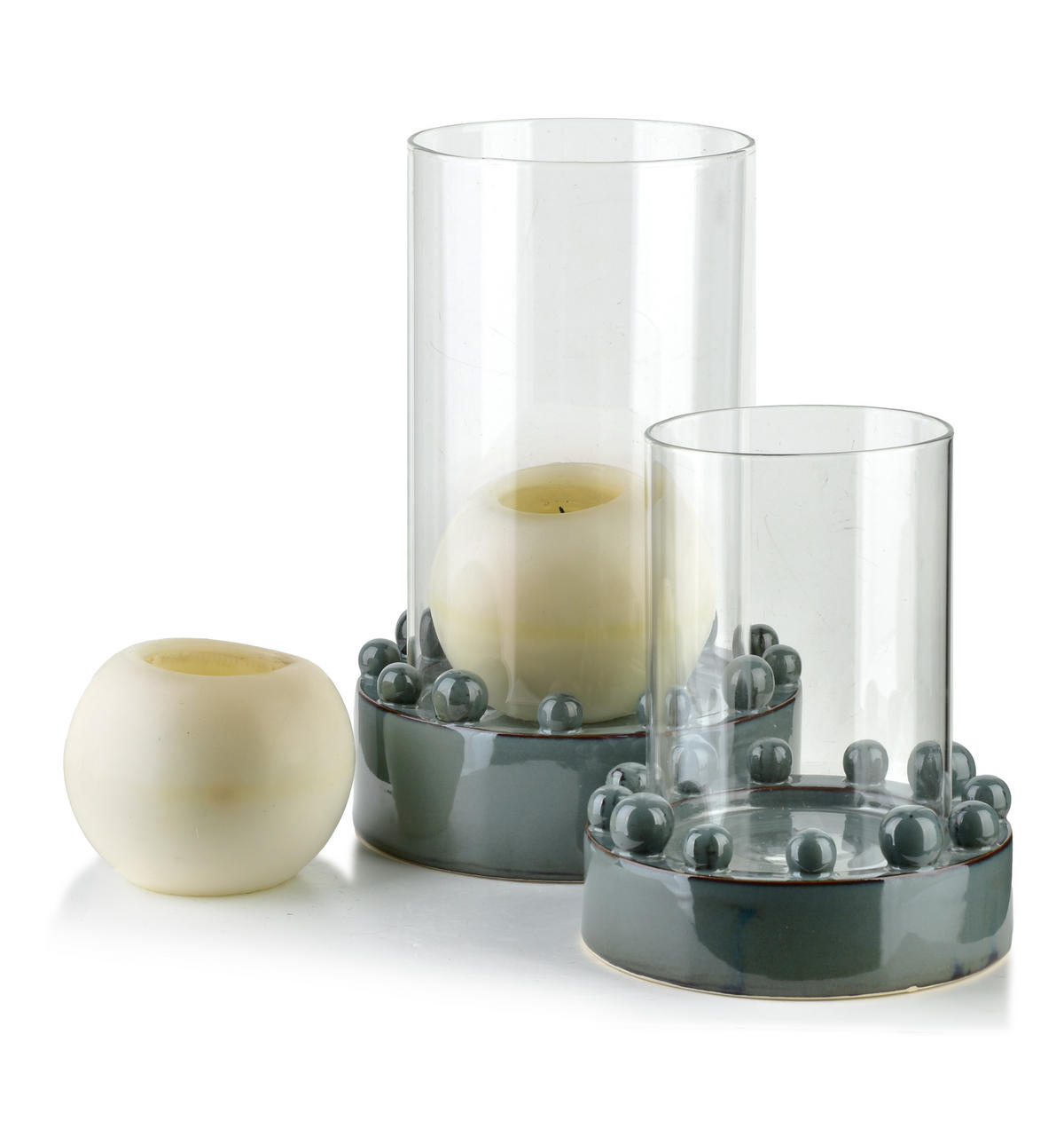 KERZENHALTER Evam Blau 17/17/20.5 cm Glas und Keramik - Blau, Keramik (17/20.5/17cm) - Mondex