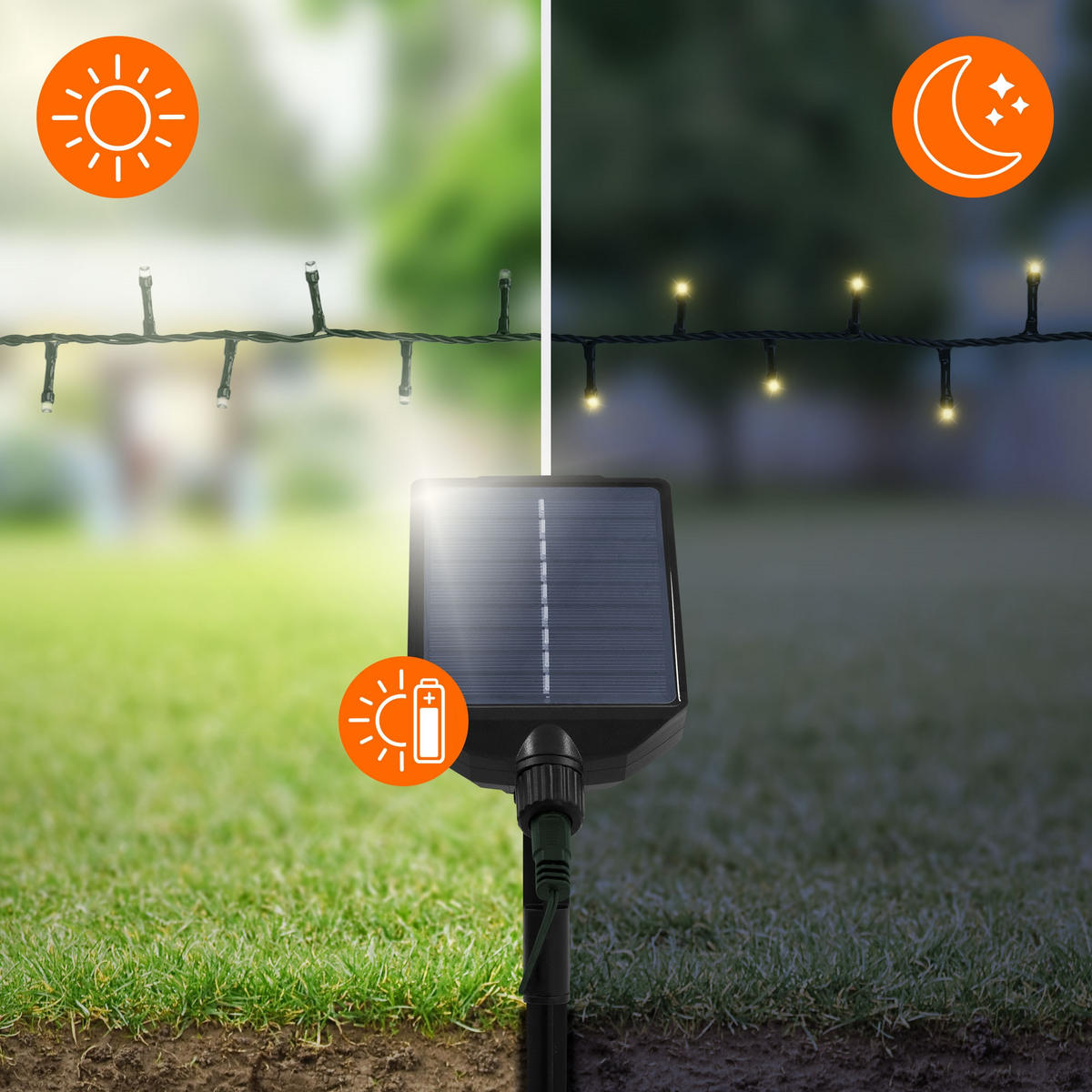 SOLAR LICHTERKETTE Aussen 16m 800LED Warmweiß 13 Modi Timer Wasserfest - Grün, Kunststoff (1900cm) - ECD-Germany