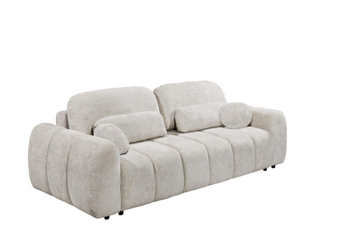 BIGSOFA mit Schlaffunktion und Bettkasten - Beige/Hellgrau, Holz/Kunststoff (256/91/112cm) - ed exciting design