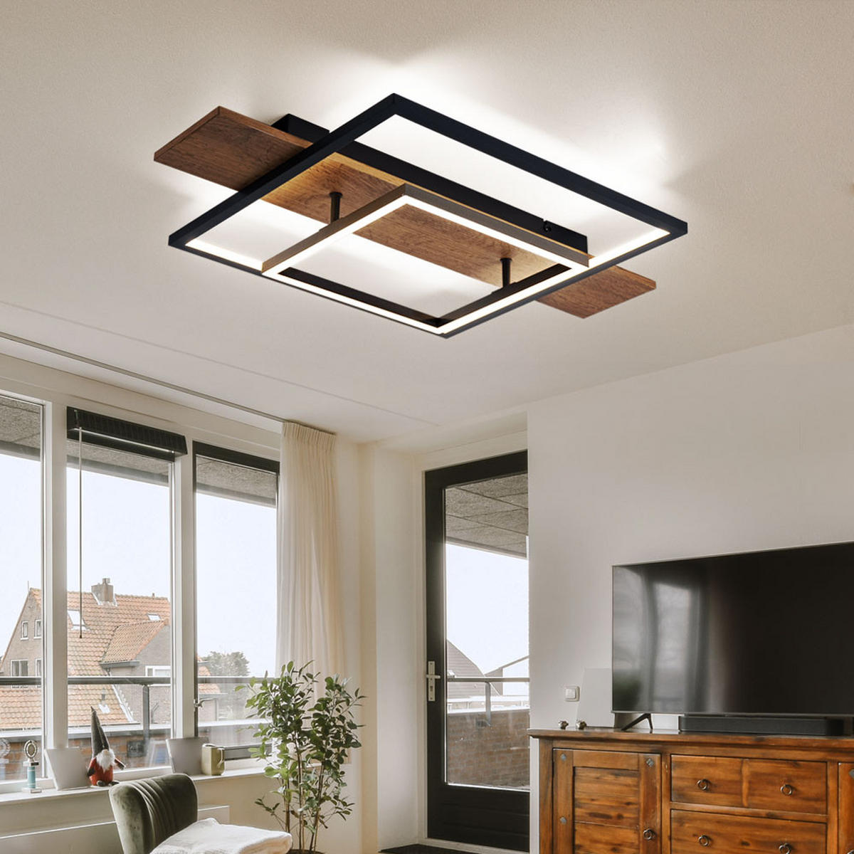 LED DECKENLEUCHTE VANNI Metall Braun - Braun, Metall (60/40/10cm) - Globo Lighting