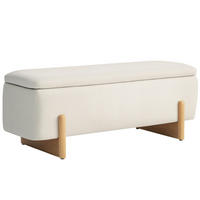 TRUHENBANK DE-07113 Leinenimitat, Kautschukholzbeine, Cremeweiß - Creme, Holz/Textil (44/44.5/111cm) - ComfortXL
