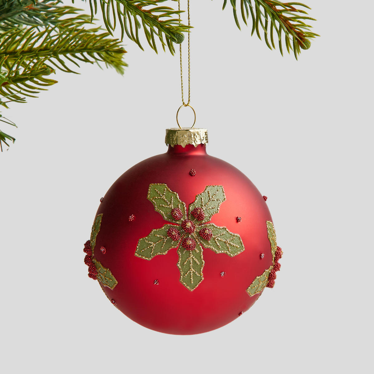 WEIHNACHTSKUGEL Glas HOLLINI, Ø80 mm, Rot, Christbaumkugeln, Weihnachtsdeko Xmas, Christmas Deko - Rot, Glas (8/8/8cm) - home&you