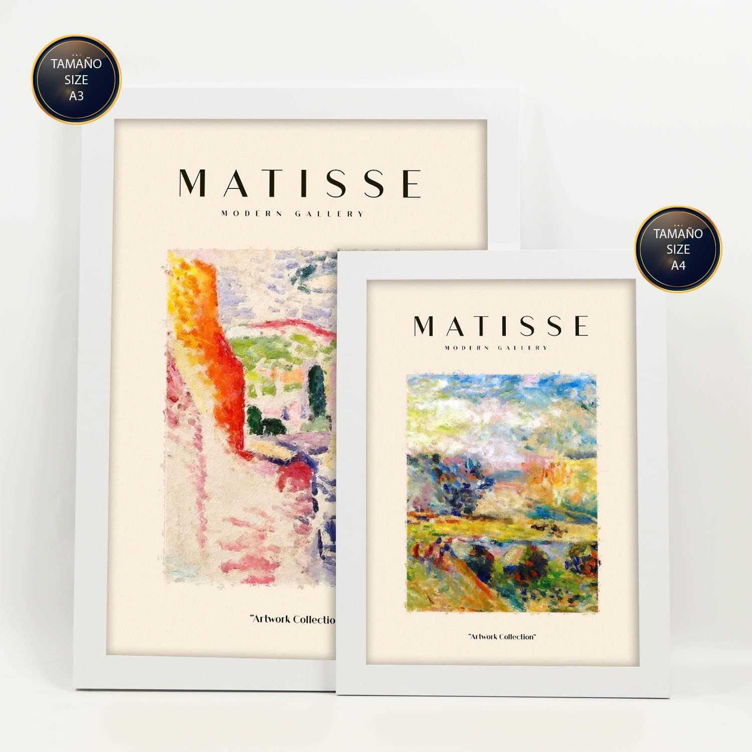 POSTER Set Mit 6 Von Picasso Und Matisse Letztes Jahrhundert Drucke Des Fauvismus Und Surrealismus Für Innenarchitektur A3 & A4 Weißer Rahmen - Weiß, Papier (29/3cm) - Nacnic
