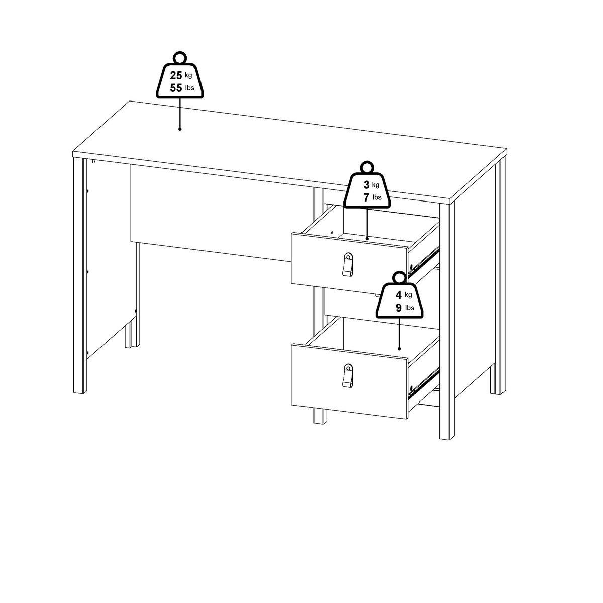 SCHREIBTISCH mit 3 Schubladen barcelone 120,4/48/76,5 cm - Weiß, Holzwerkstoff (120.4/48/76.5cm) - Calicosy