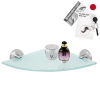 GLAS-ECKABLAGE PIAZZA Edelstahl, inkl. Klebeset - Silberfarben, Metall (35/6/25cm) - bremermann