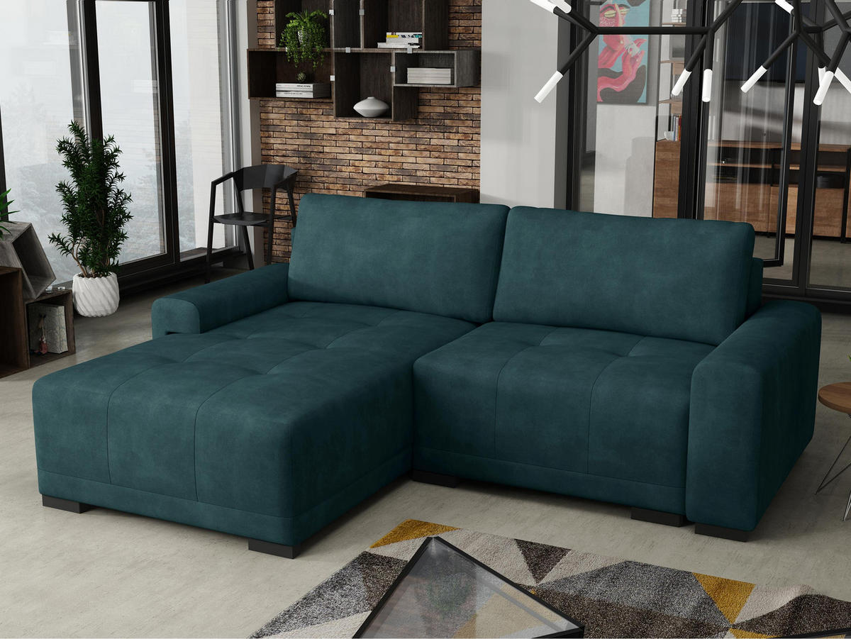 ECKSOFA Milton - Dunkelgrün/Schwarz, Holz/Textil (237/180cm) - MIRJAN24