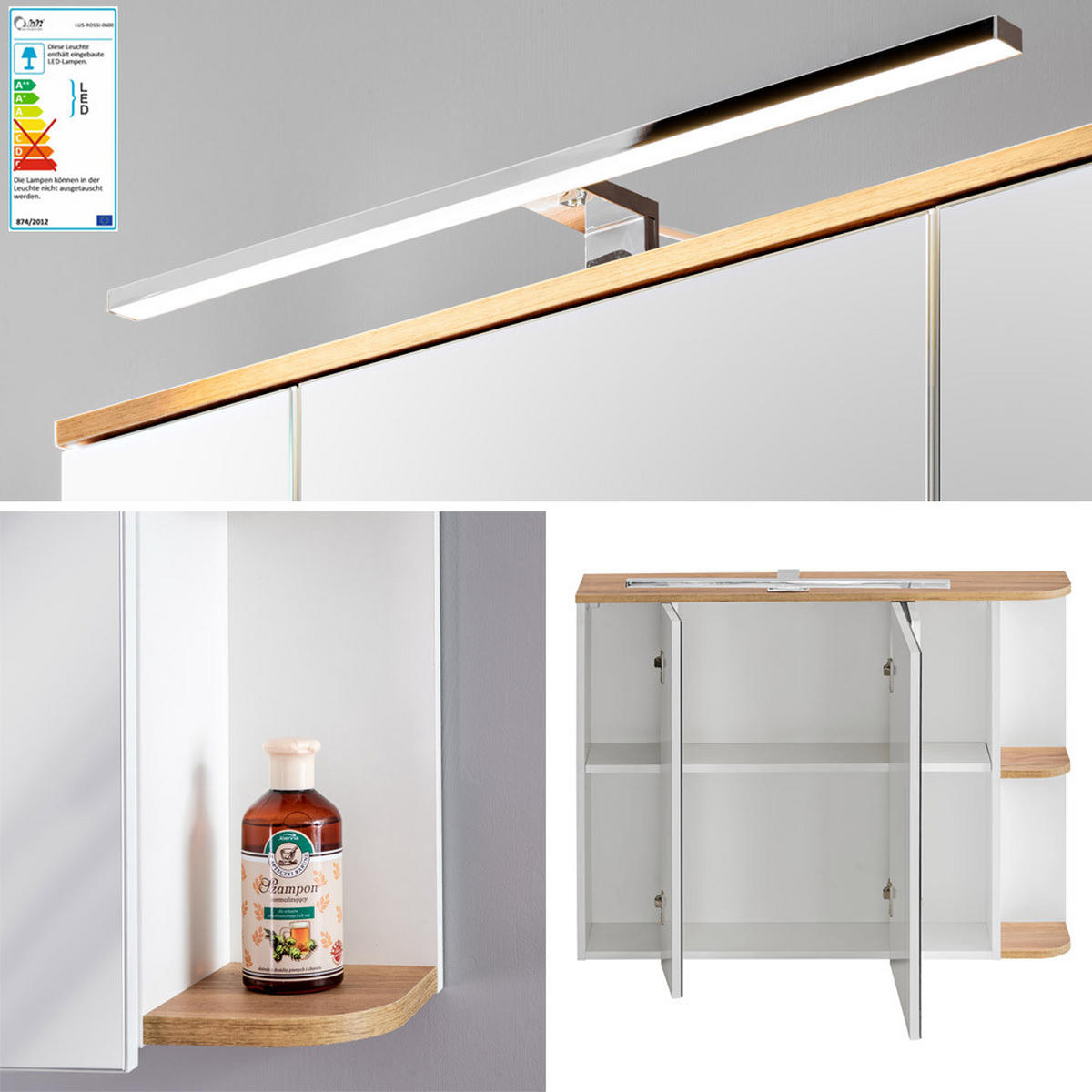 BADMÖBEL-SET 6-TLG. Campos-56 - Weiß, Holzwerkstoff (194/200/50cm) - Lomado