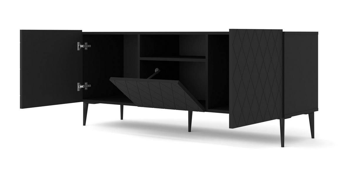 TV LOWBOARD Schwarz, Schwarz 145/60/40 - Schwarz, Holzwerkstoff (145/60/40cm) - RAUMHIRSCH FURNITURE