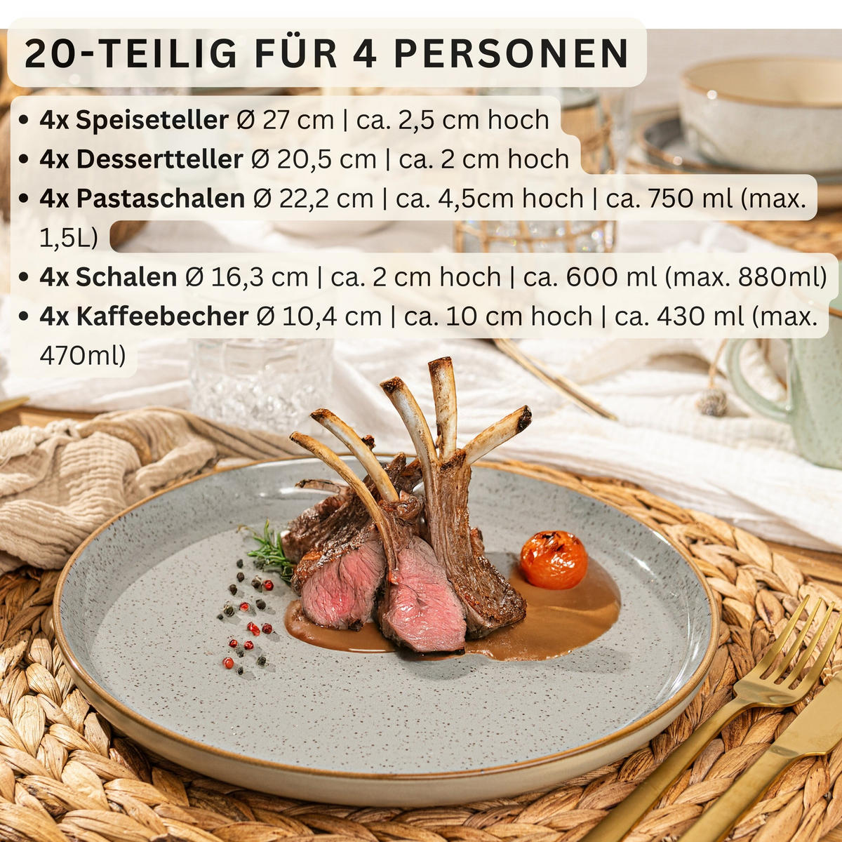 KOMBISERVICE RIO - 20-teilig aus Steingut - Multicolor, Keramik (44/45/54cm) - Sänger