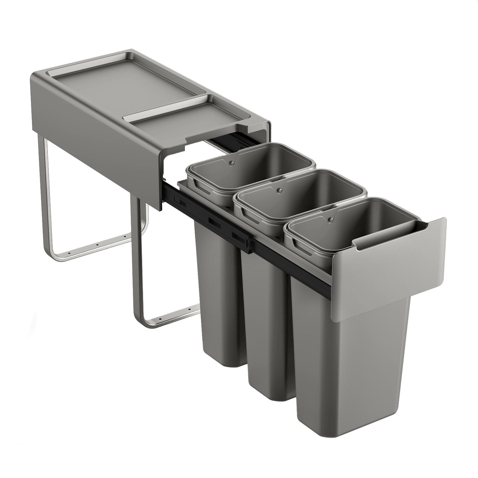EINBAUMÜLLEIMER EM3x10 30L - Grau, Kunststoff (25/42/48cm) - SVITA