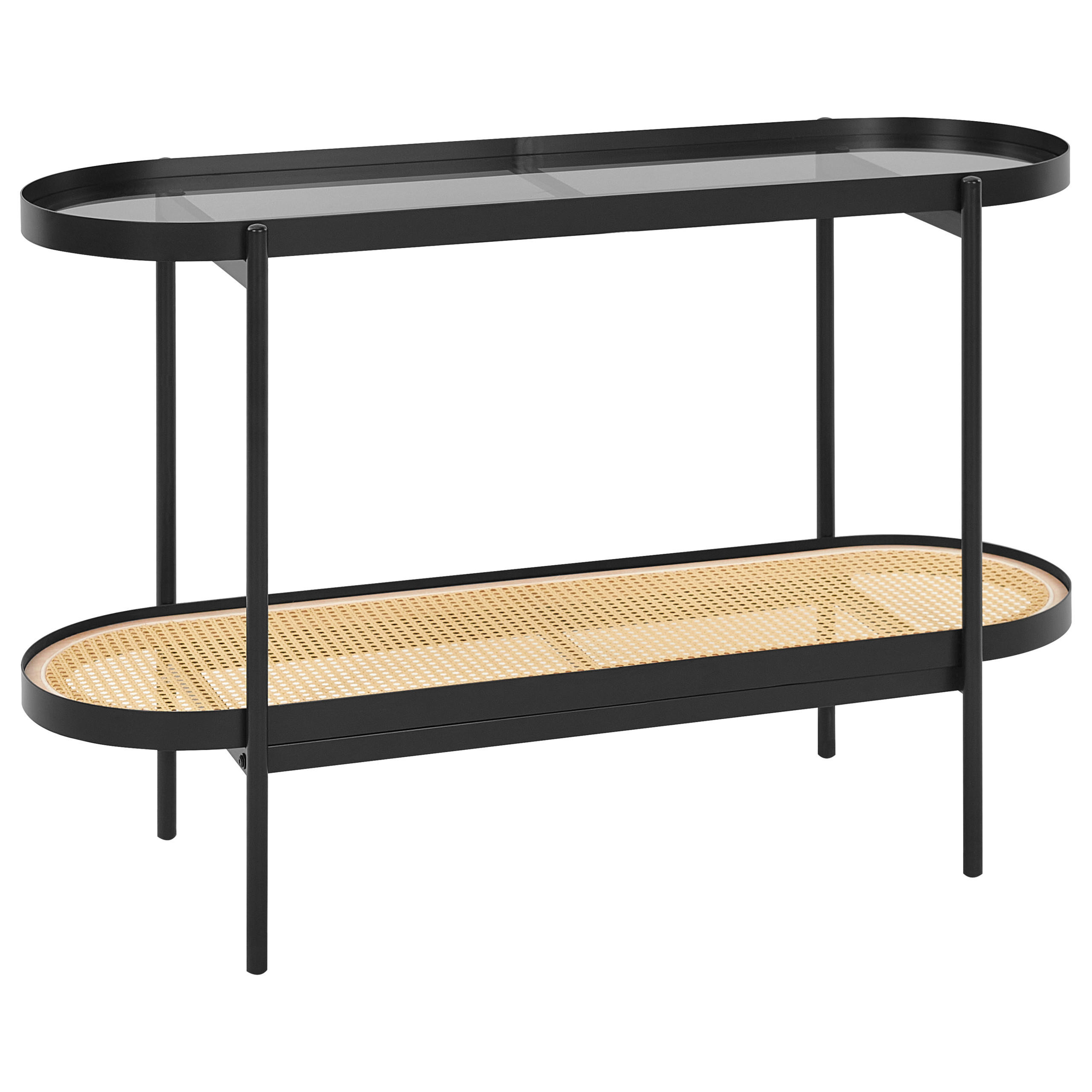 KONSOLENTISCH Schwarz/Heller Holzfarbton Reno - Hellbraun/Schwarz, Metall (42/120/76cm) - Beliani