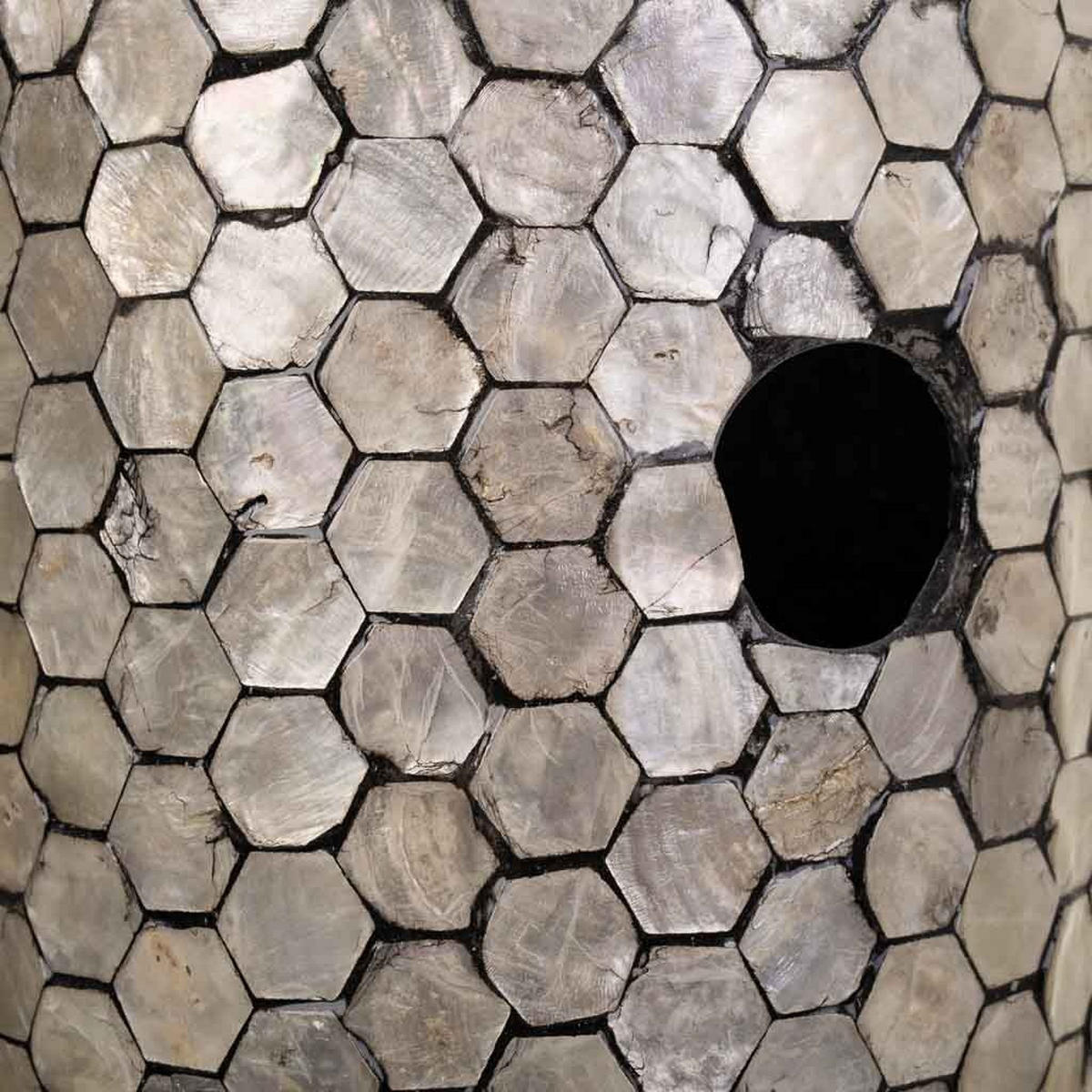 SCHIRMSTÄNDER aus Holz und Capiz, grau, 20x56cm - Grau, Holz (20/56/20cm) - Wanderlust