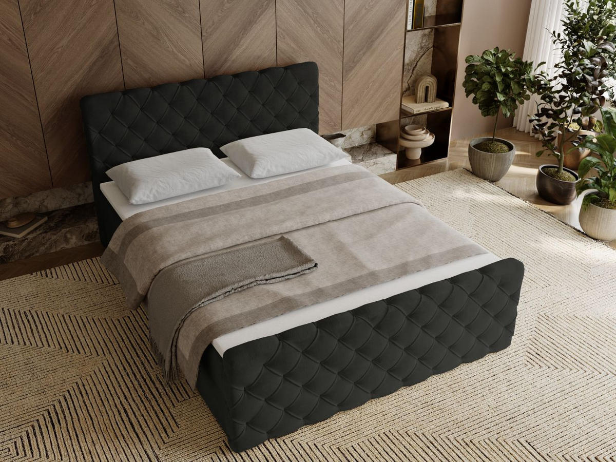 BOXBETT Lunaris 180x200 Schwarz - Schwarz, Holz/Textil (180/200cm) - Graingold