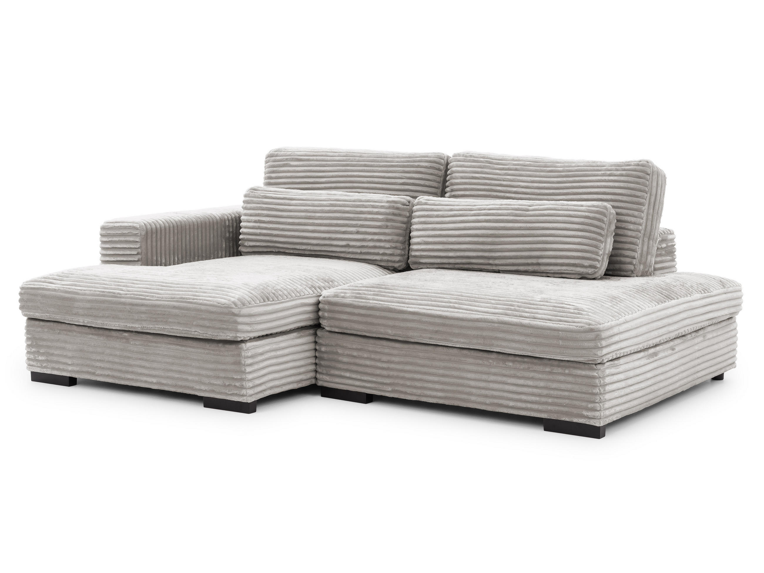 ECKSOFA Wolke mit tiefer Sitzfläche, Schlaffunktion und praktischem Bettkasten aus weichem Taupe Cordstoff - Taupe/Schwarz, Holz/Kunststoff (162/225cm) - S-Style