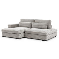 ECKSOFA Wolke mit tiefer Sitzfläche, Schlaffunktion und praktischem Bettkasten aus weichem Taupe Cordstoff - Taupe/Schwarz, Holz/Kunststoff (162/225cm) - S-Style