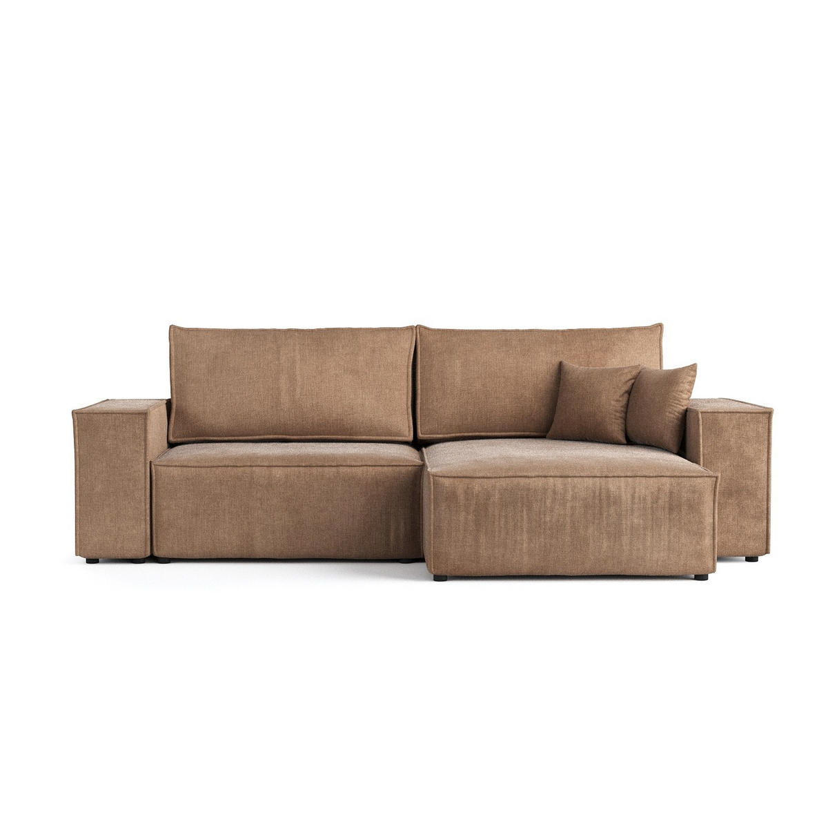 ECKSOFA CAVO mit Schlaffunktion Braun im Wind Stoff - Schwarz/Braun, Holz/Holzwerkstoff (255/148cm) - AltaBeds