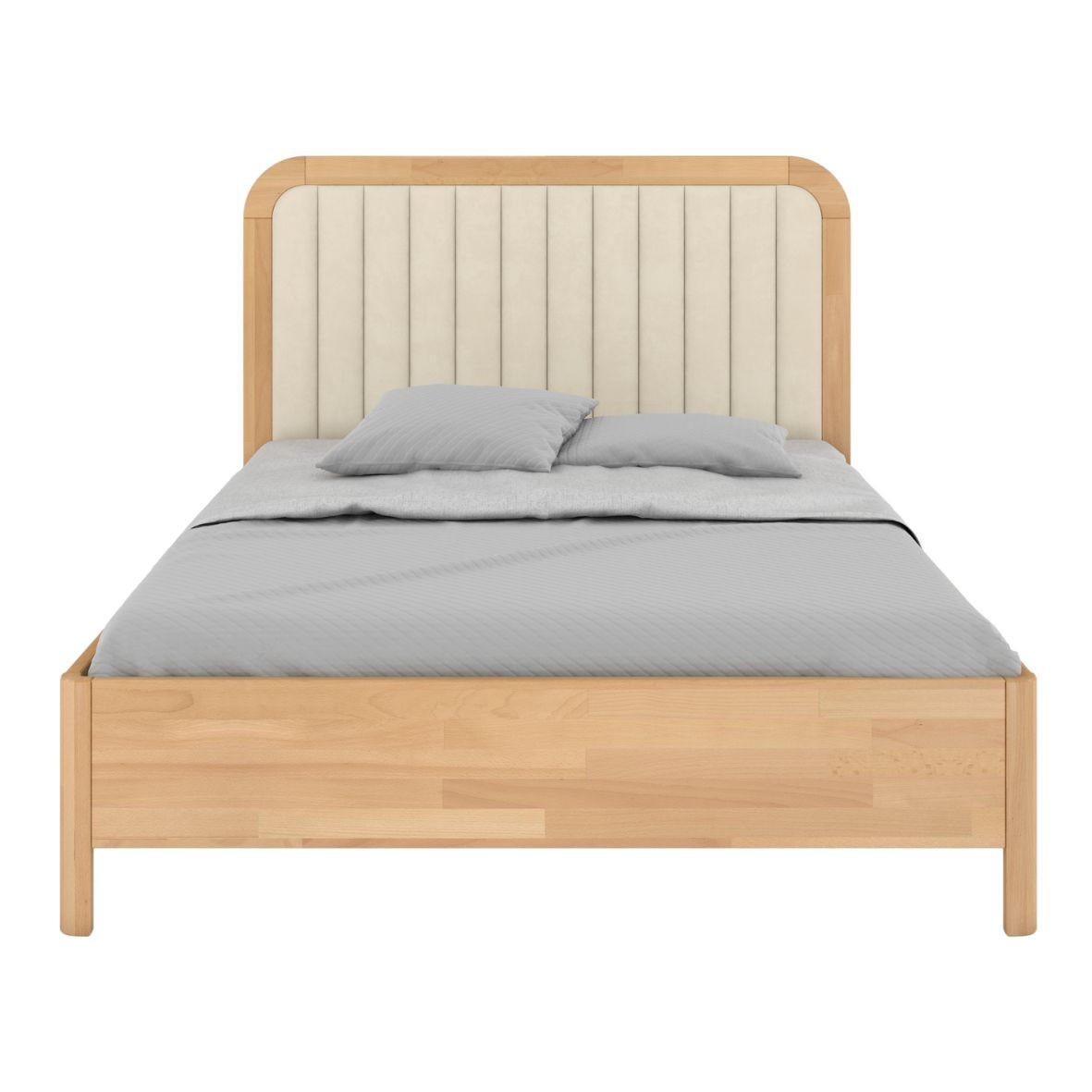 MASSIVHOLZBETT Modena, gepolstertes Kopfteil, Buche - lackiert, Naturfarben/Ecru, 180x200 - Ecru/Buchefarben, Holz/Buchenholz (180/200cm) - Visby