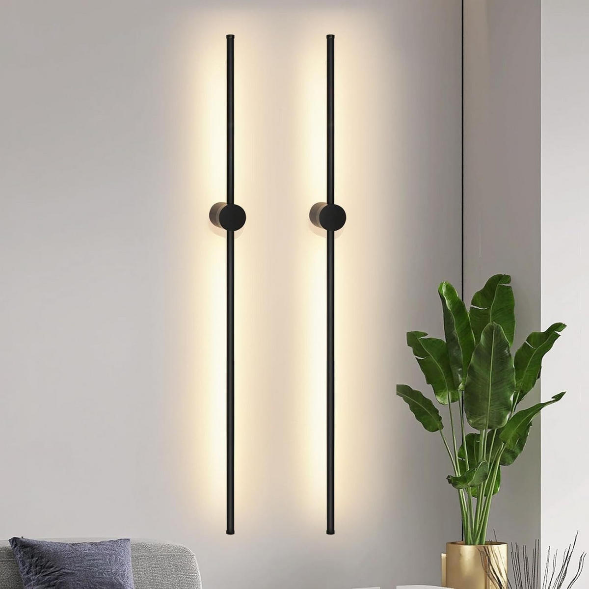 LED nástěnné svítidlo Nightcher (sada 2 ks) - černá, kov (100/10/6cm) - Nettlife