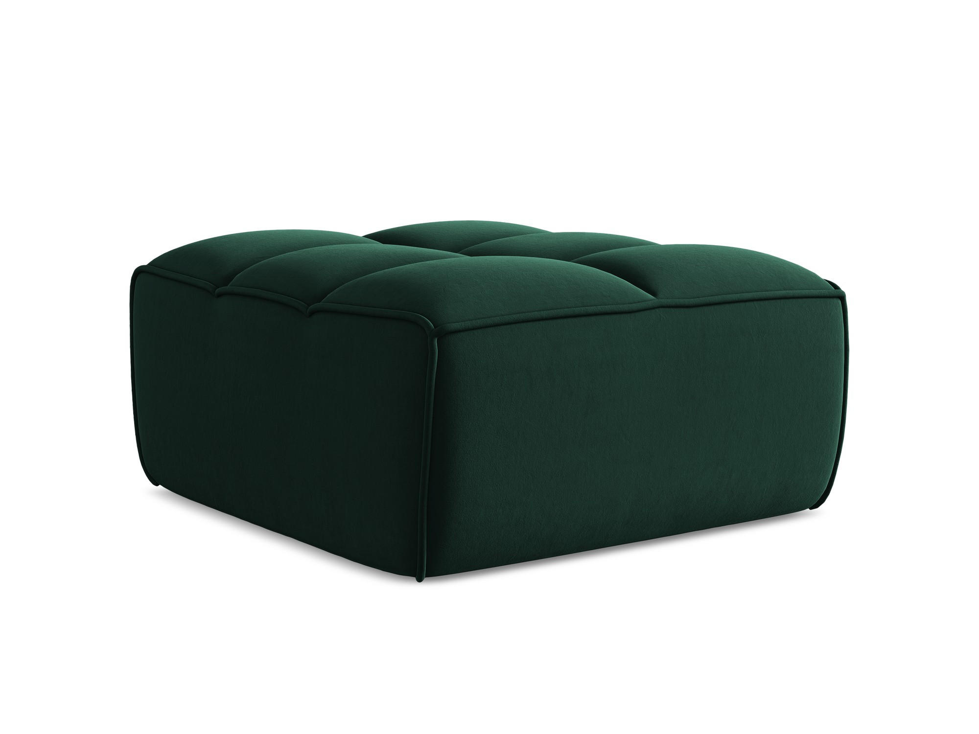 POUF Samt Stoff Grün - Dunkelgrün/Schwarz, Kunststoff/Textil (80/43/93cm) - Makamii